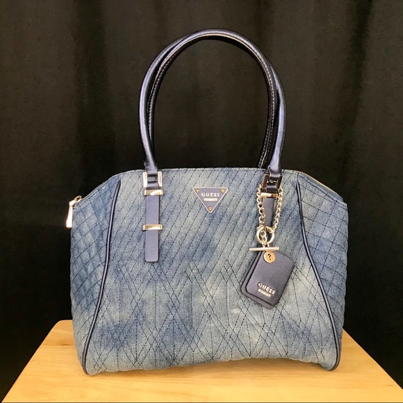 guess blue jean purse